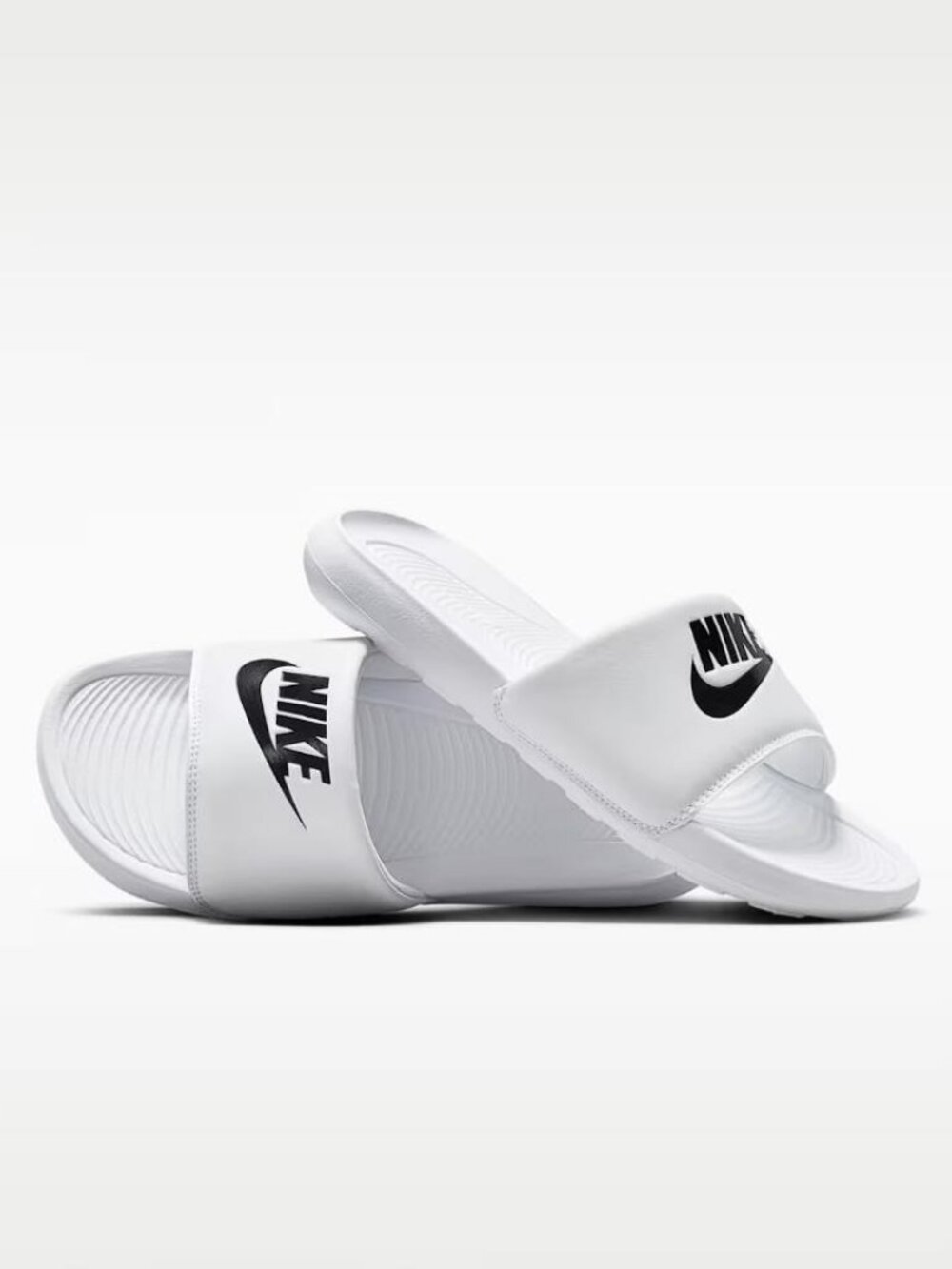 NIKE Women's Victori One Slides Size 7 In White/White/Black